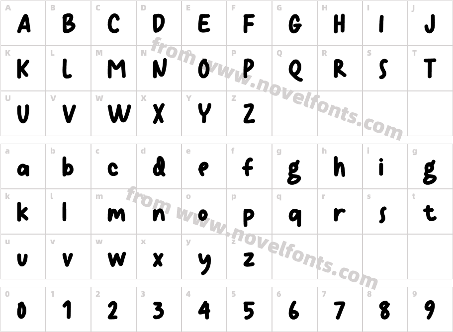 Terang BulanCharacter Map