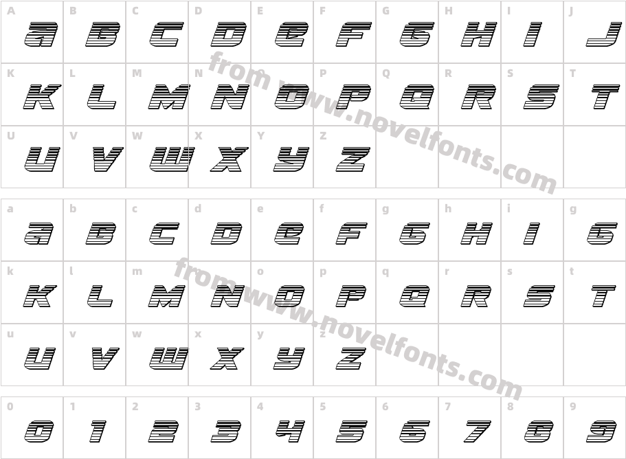 Terran Chrome ItalicCharacter Map