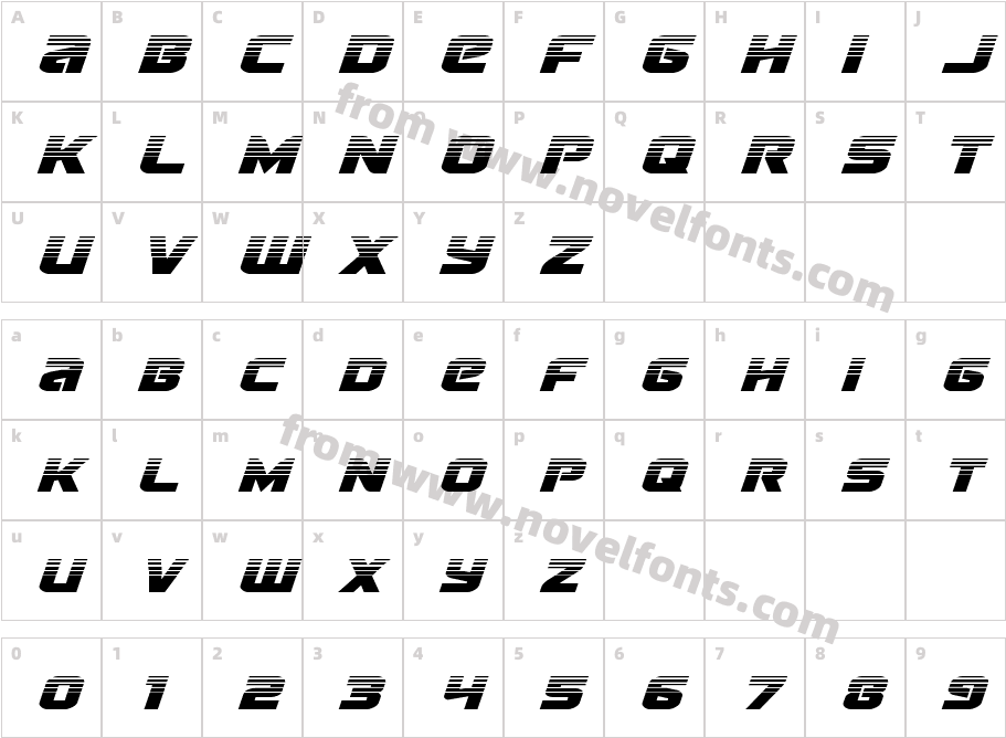 Terran Halftone ItalicCharacter Map