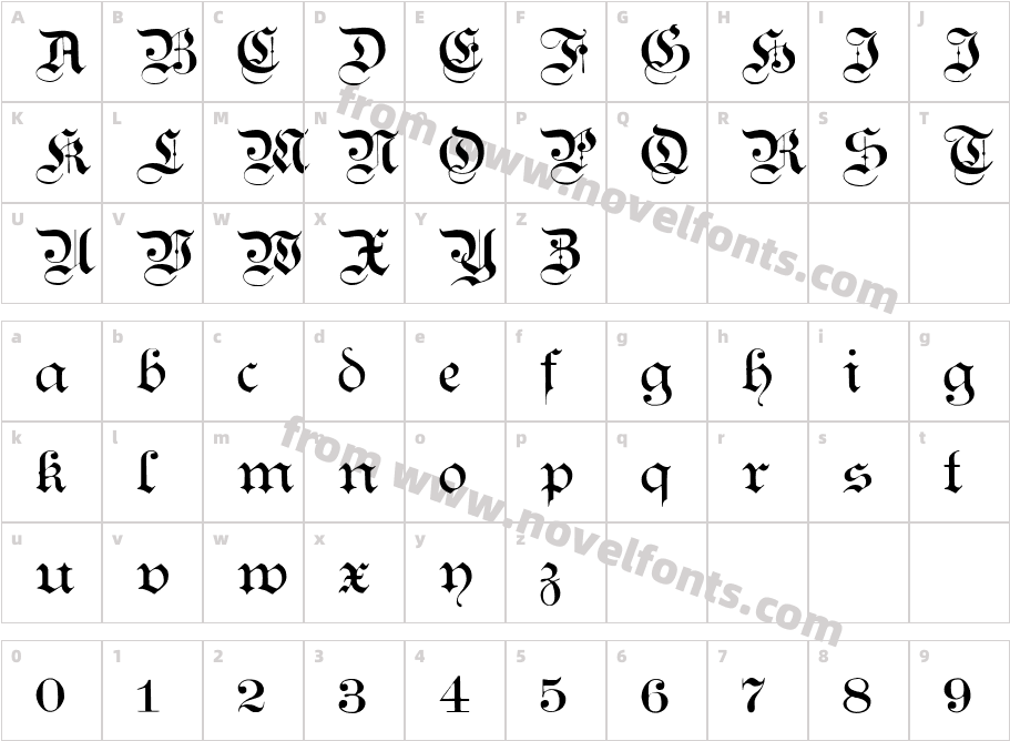 Teutonic No1 Demi BoldCharacter Map