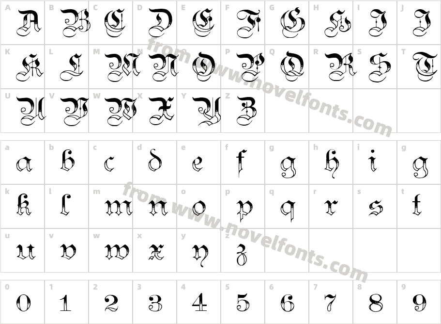 Teutonic No3 DemiBoldCharacter Map