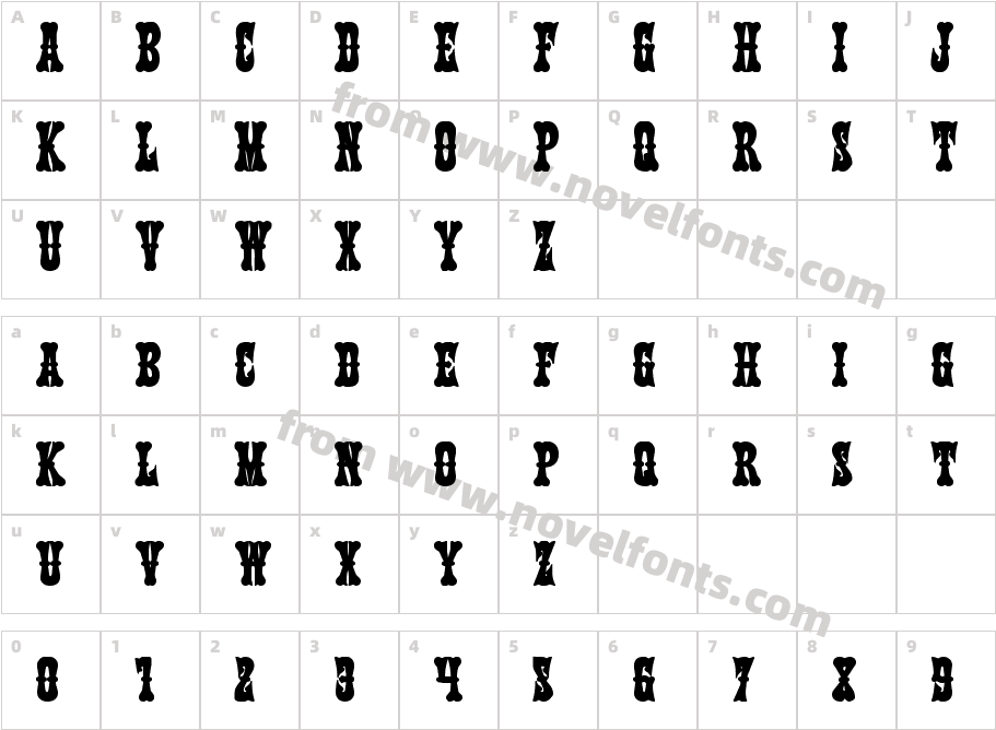 Texas Ranger BoldCharacter Map