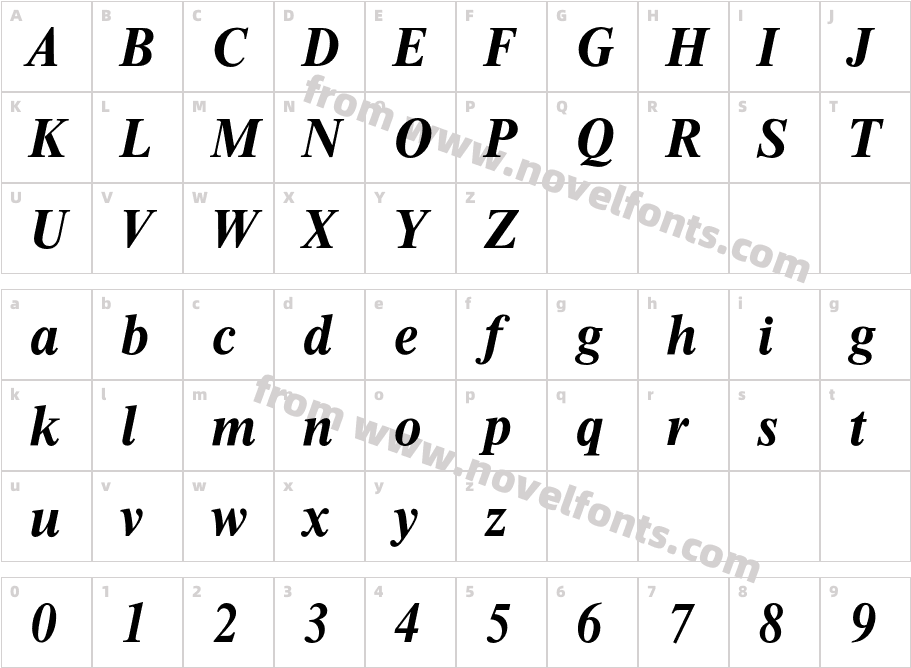Thames Bold ItaCharacter Map