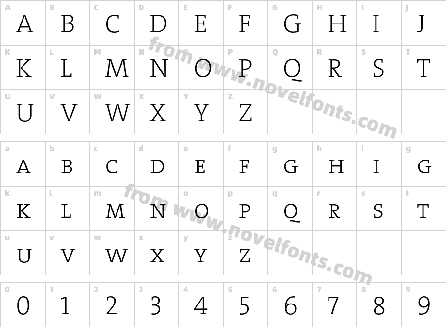 The Serif Extra Light CapsCharacter Map