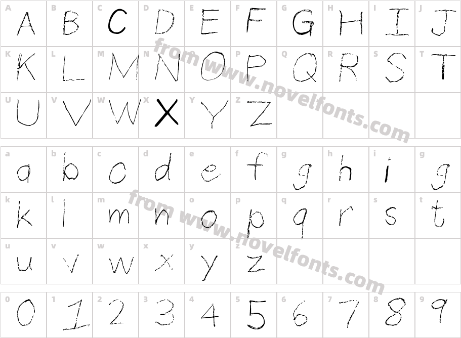 Thin Pencil HandwritingCharacter Map