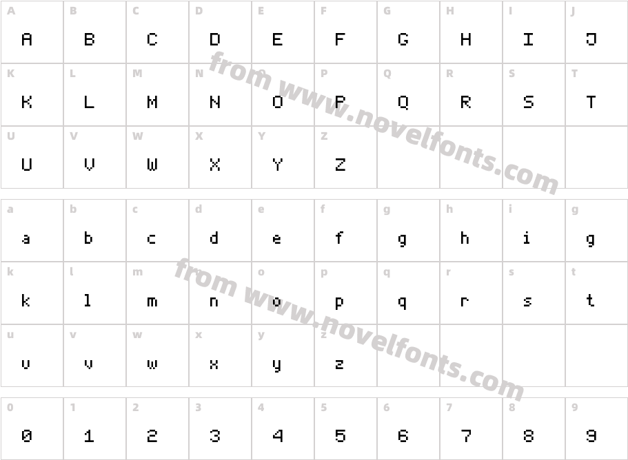 Thin Pixel-7Character Map