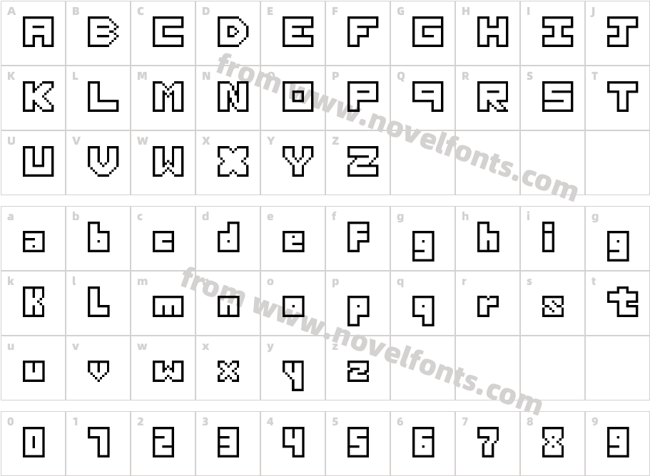 Thirteen Pixel Fonts RegularCharacter Map