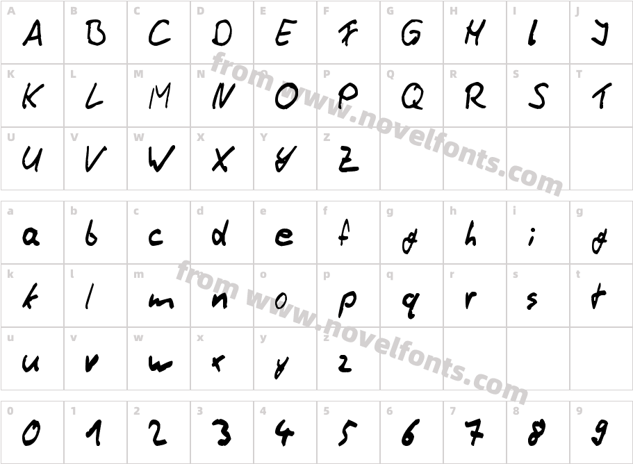 Thommy HandwriteCharacter Map