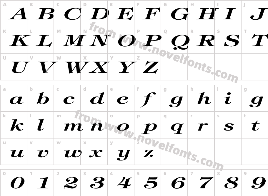 Tiffany-BoldItalic ExCharacter Map