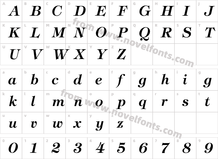 TiffanyDemiItalicCharacter Map