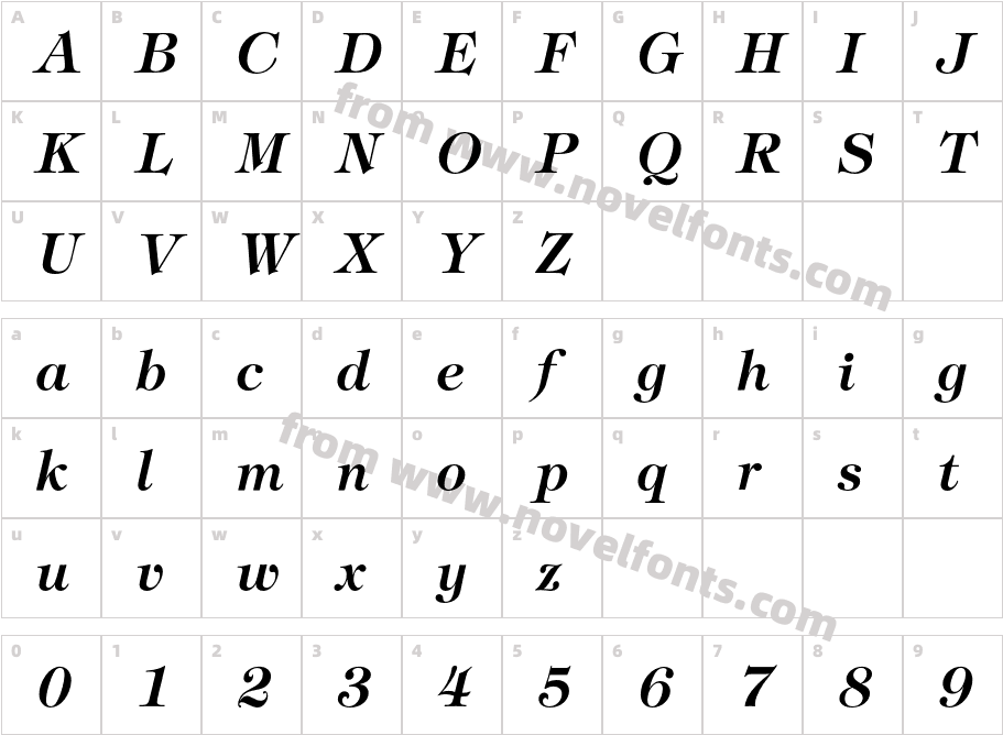 TiffanyEF-DemiItalicCharacter Map