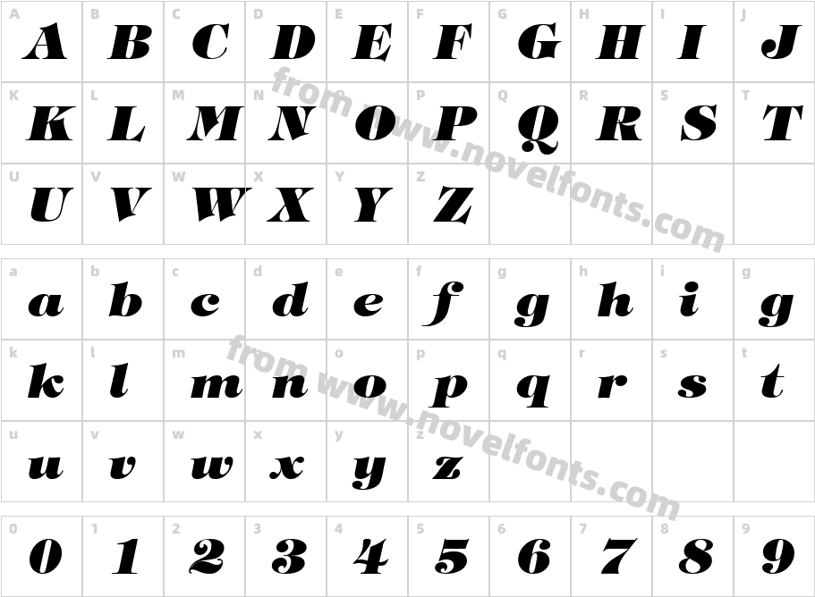 TiffanyIT CbyBT Heavy ItalicCharacter Map