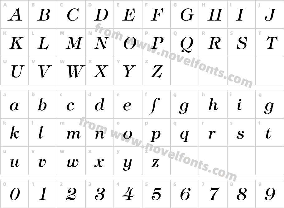 TiffanyITCbyBT-MediumItalicCharacter Map