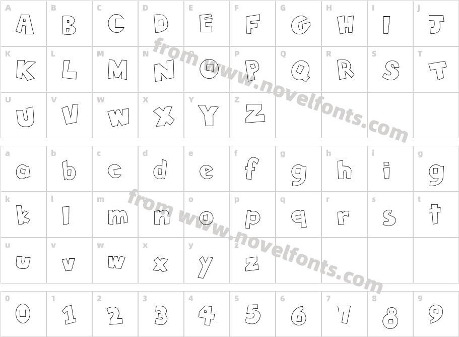 Tiki Tropic OutlineCharacter Map