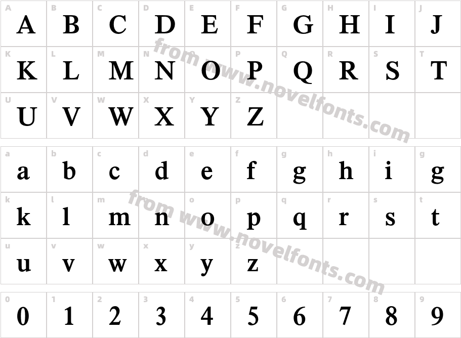 TimelessEF BoldCharacter Map