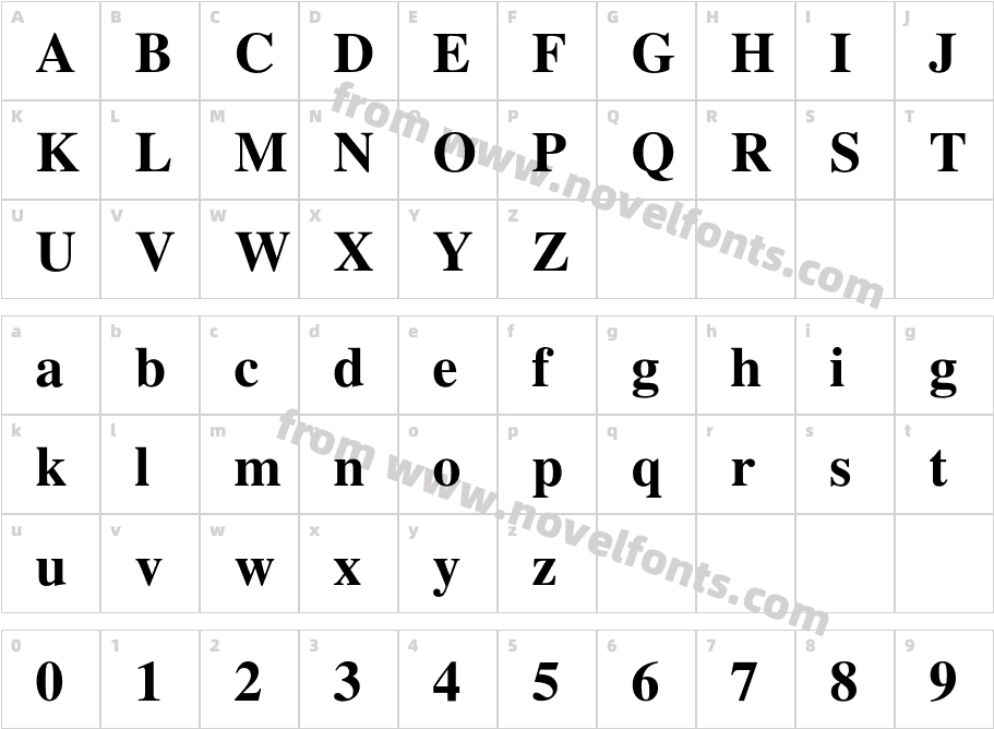 Times Newer Roman BoldCharacter Map