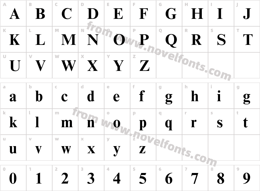 TimesNRMTStd-BoldCharacter Map