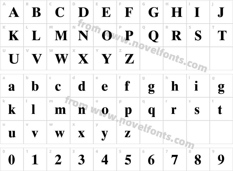 TimesTenLTStd-BoldCharacter Map
