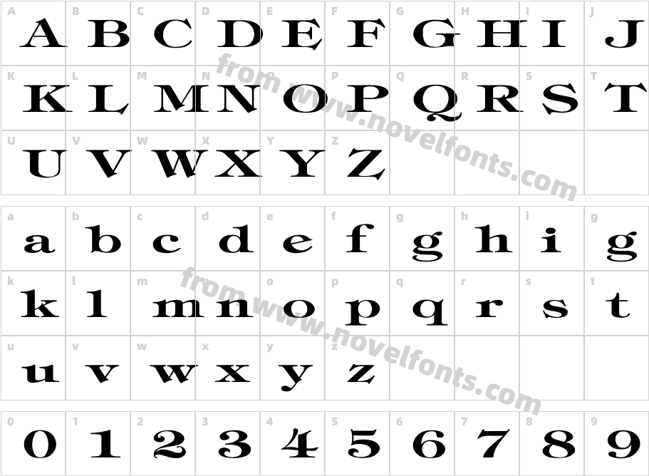 Timpani-Bold ExCharacter Map