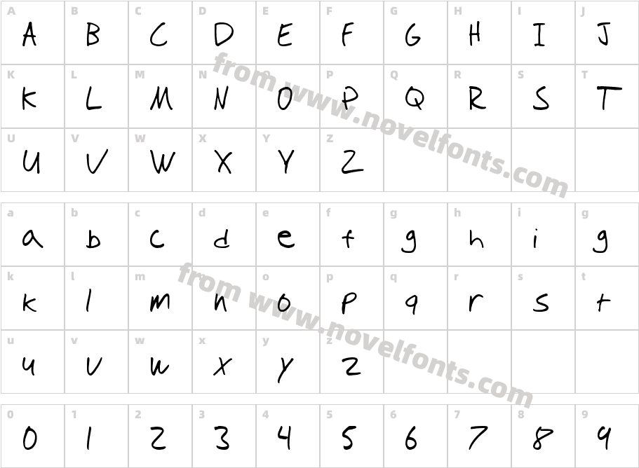 Tioem-HandwrittenCharacter Map