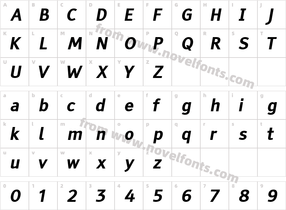 Tiresias Signfont ItalicCharacter Map