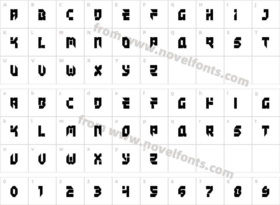 Tokyo Drifter Straight CondensedCharacter Map