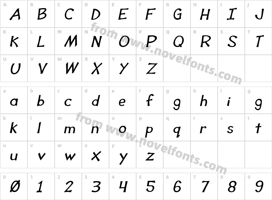 Tooney Loons Bold ItalicCharacter Map