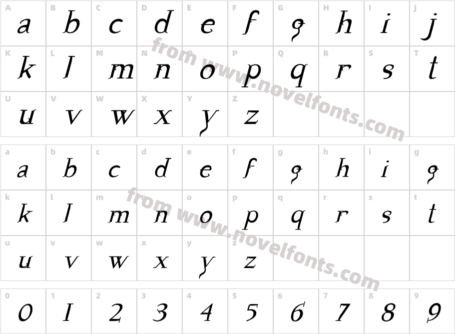 Tooth31 ItalicCharacter Map