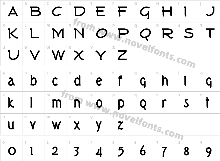 Tork BoldCharacter Map