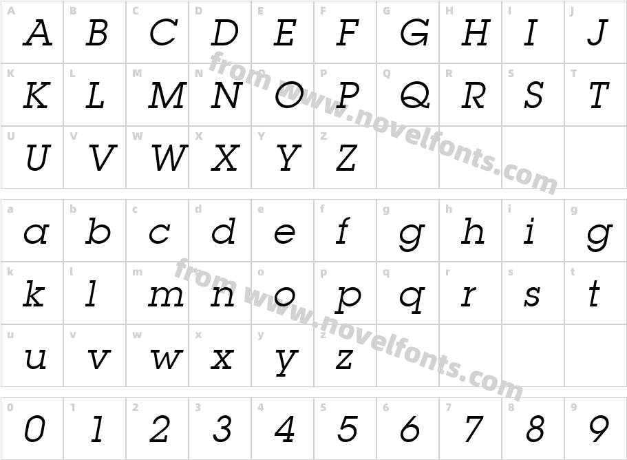 Torrent Graphic SSi ItalicCharacter Map