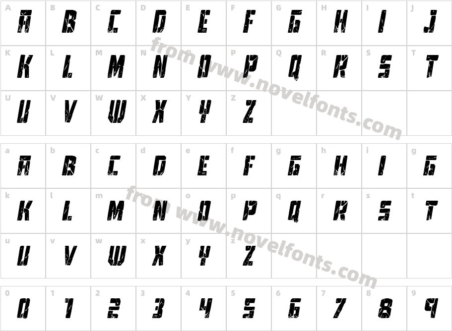 Tower Ruins Condensed ItalicCharacter Map