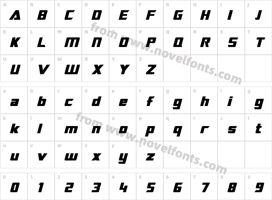 TransRobotics Bold ItalicCharacter Map