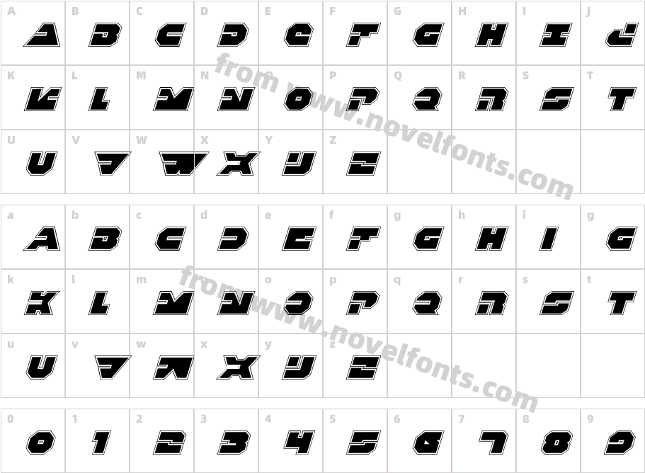 Trigger Man Pro ItalicCharacter Map