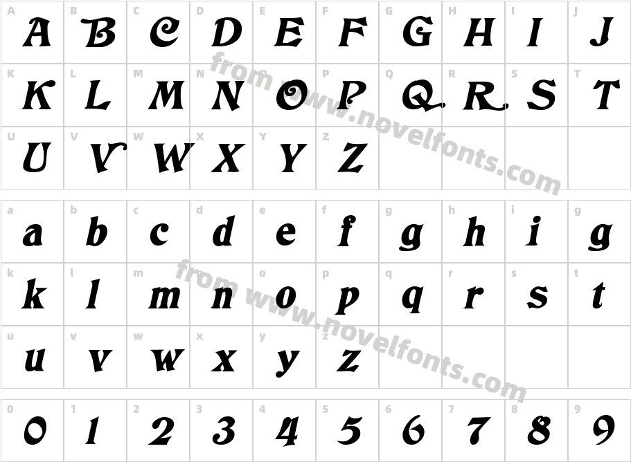 Tringle Bold ItalicCharacter Map