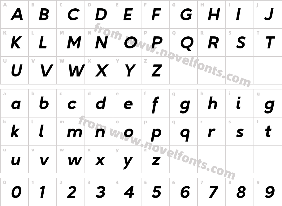 Triomphe Bold ItalicCharacter Map