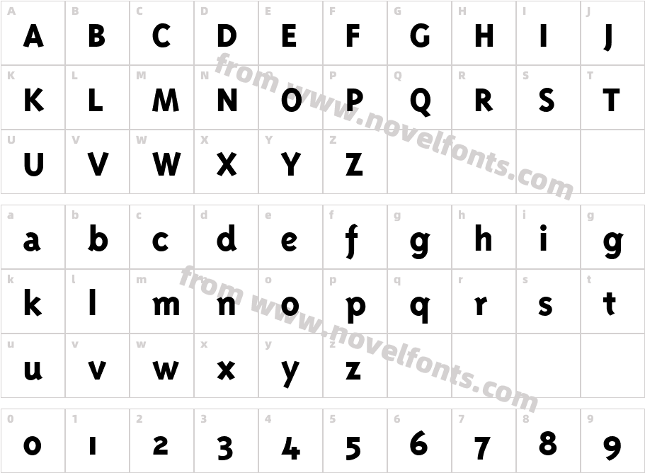 Triplex Extrabold Oldstyle RegularCharacter Map