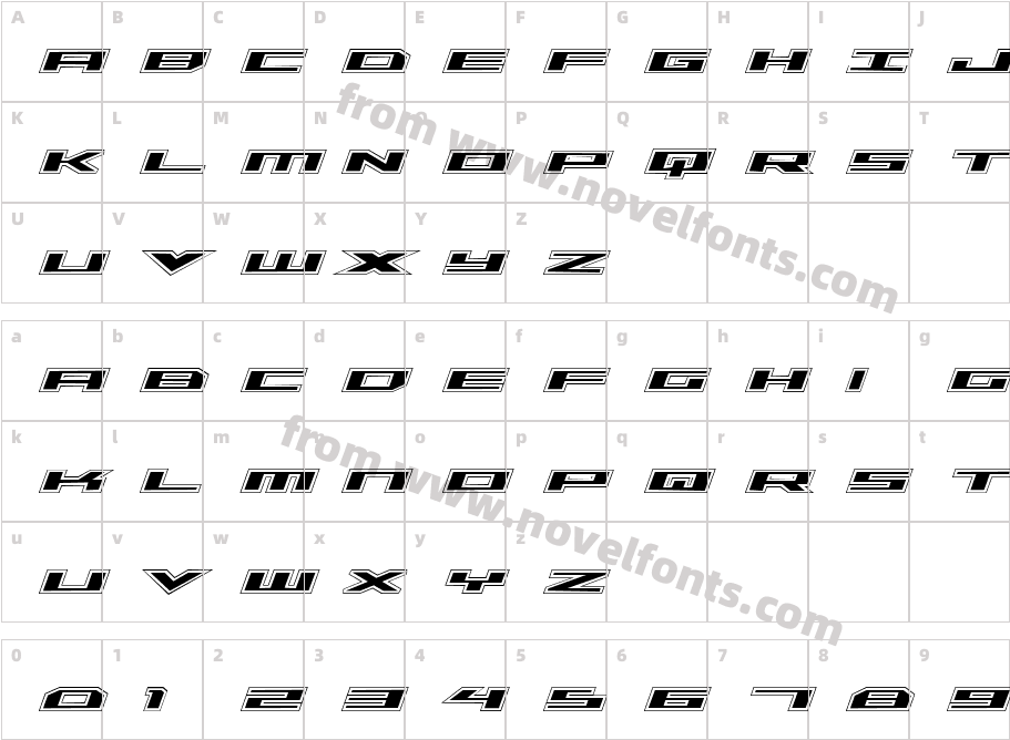 Trireme Academy ItalicCharacter Map