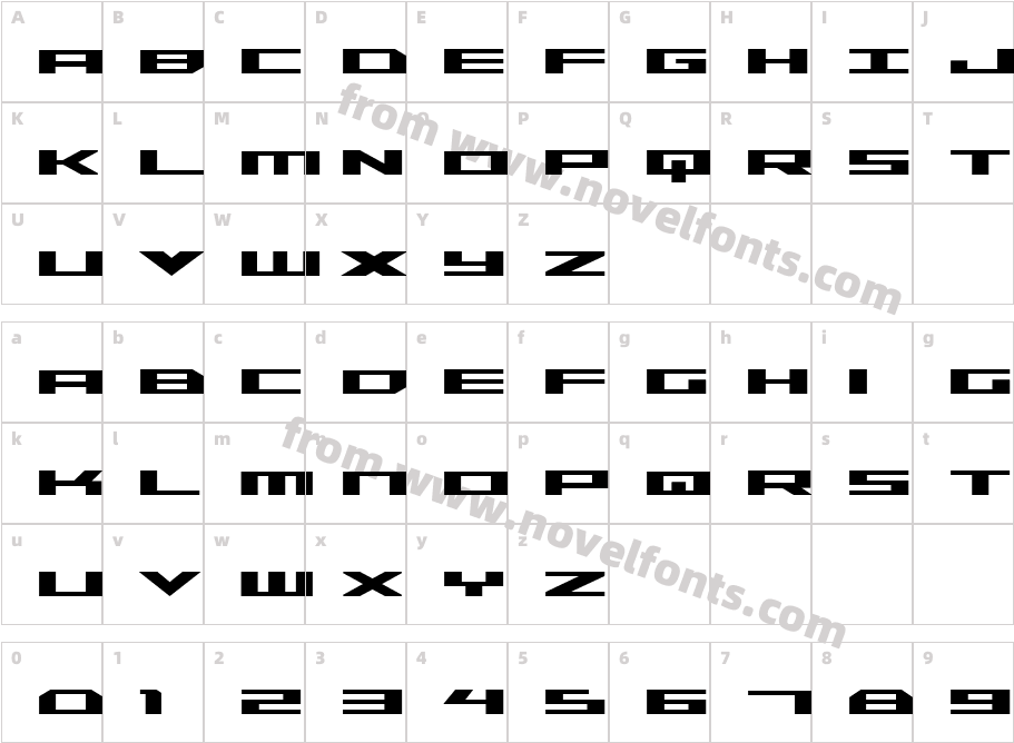 Trireme BoldCharacter Map