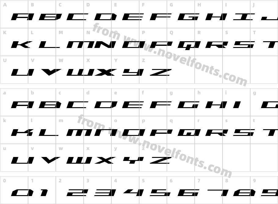 Trireme Expanded ItalicCharacter Map