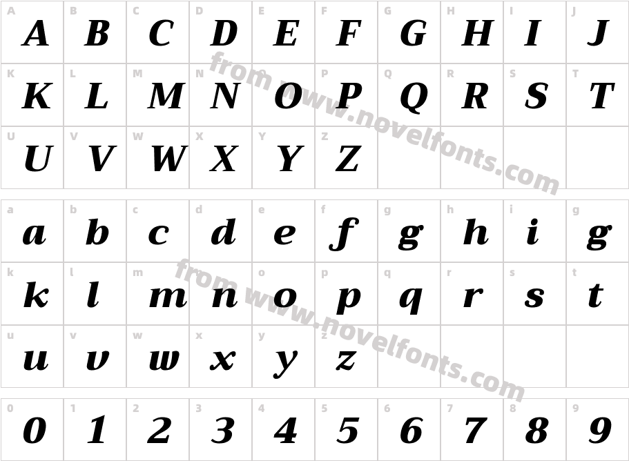 Trirong Black ItalicCharacter Map