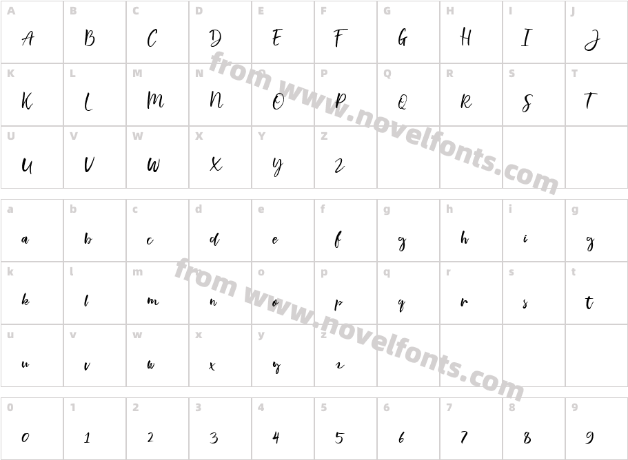 TroothusanTTFCharacter Map