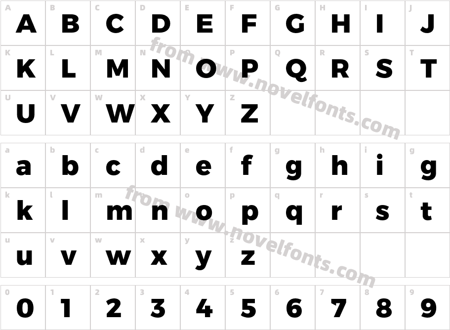 Trueno ExtraBoldCharacter Map