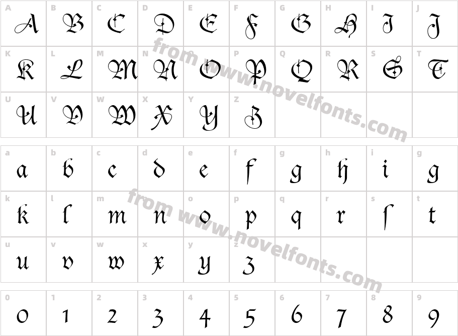 Tudor Script Light SSi LightCharacter Map