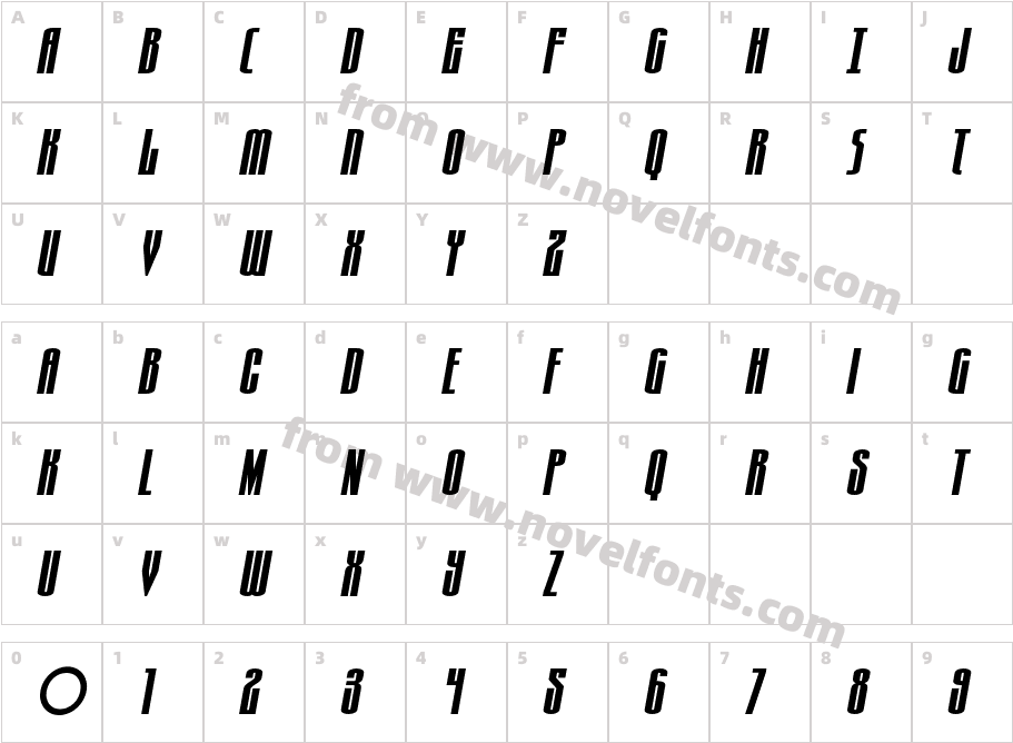 Turb0lence Expanded ItalicCharacter Map