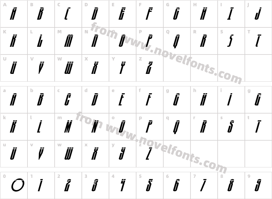 Turb0lence Laser Super-ItalicCharacter Map