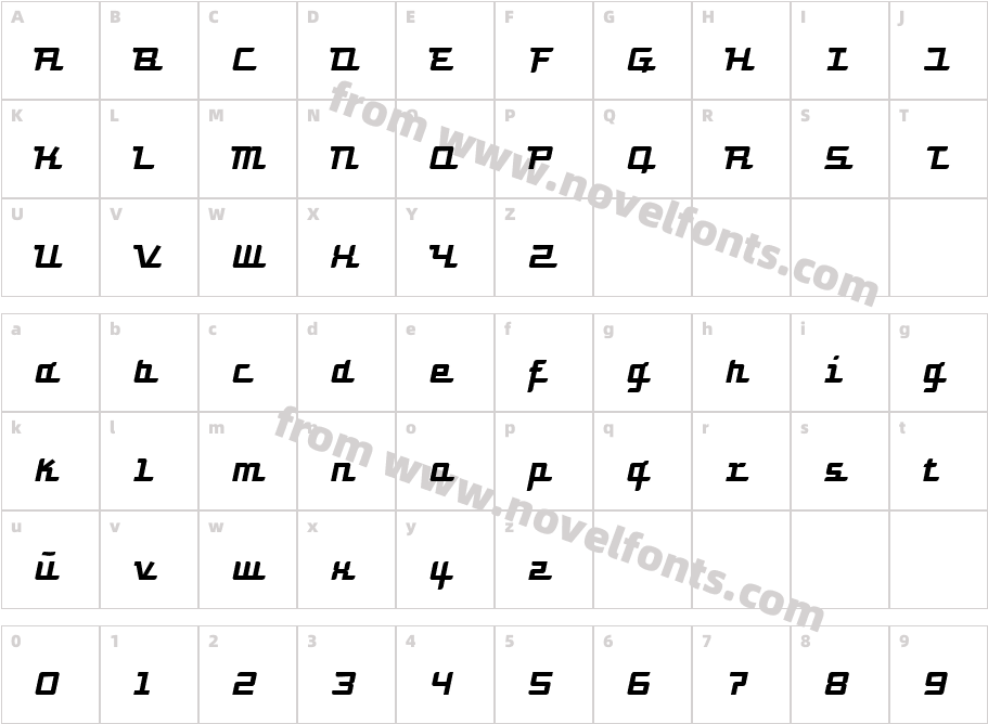 Turbon ItalicCharacter Map