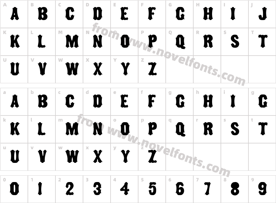 Tuscan MF NarrowCharacter Map