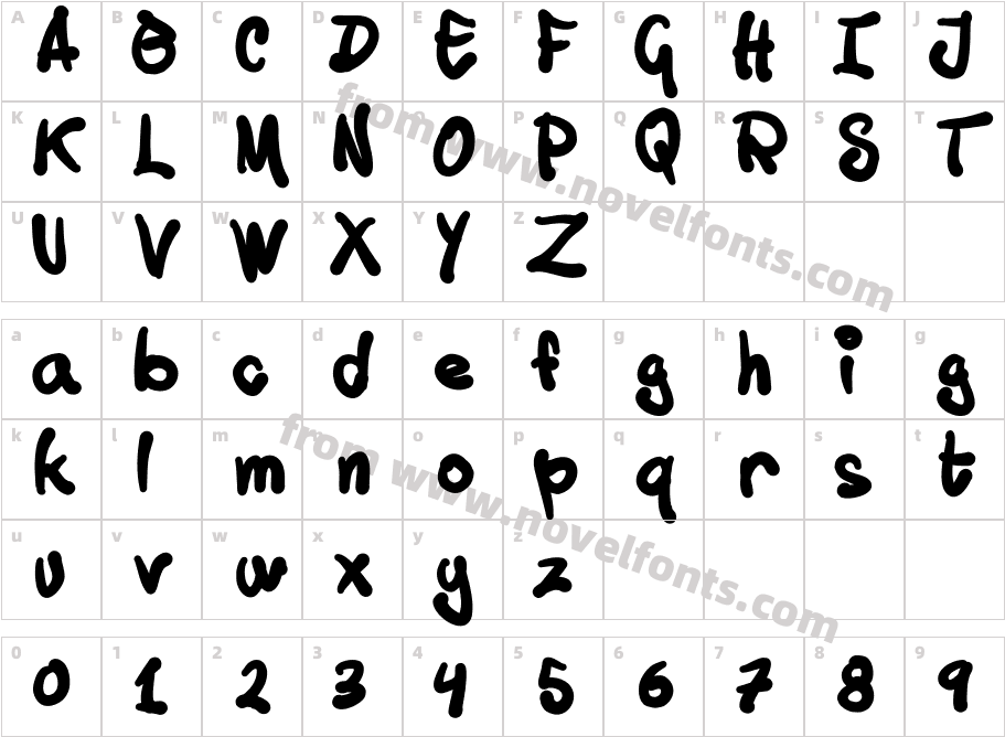 Tusch Touch 1Character Map