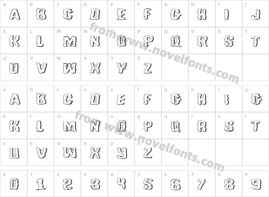 Tussle Expanded OutlineCharacter Map