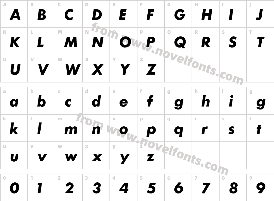 TwCenMTStd-ExtraBoldItalicCharacter Map